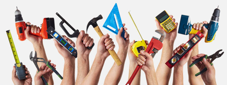 hands holding tools
